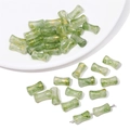 Bamboo style green glass beads with gold foil for DIY jewelry making and necklaces - Dark Green