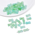 Bamboo shaped glass beads with blue and green marble gradient for DIY jewelry making - Teal