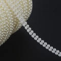 Creamy white double-row ABS pearl bead chain with pearlescent finish for DIY decoration - Beige Double-Row Connected Bead Chain (Width 8mm, Approx. 25m/Roll)