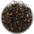 Deep brown wooden spool-shaped beads with natural grain for handmade jewelry DIY - Dark Wood Bamboo