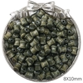 Deep green I-shaped wooden beads 8x10mm for DIY jewelry making on a silver tray - 8x10mm Bamboo Joint (20 Pcs/Pack) / Green