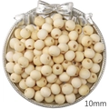 Natural 10mm round wooden beads with wood grain texture in a vintage metal tray - 10mm / Milkwood