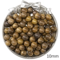Deep brown 10mm round wooden beads with natural grain for DIY jewelry making - 10mm (10 Pcs/Pack) / Green Sandalwood