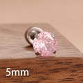Clou d'oreille unique en zircone rose 5mm avec sertissage quatre griffes et base argentée - Rose (Y27313) / 5mm
