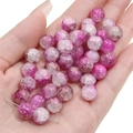 Rosa und weiße Glasperlen mit rissigem Muster für handgemachten DIY-Schmuck - 10mm (1mm Loch, 20 Stk./Packung) / Nr.6 Aurora Lila