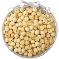 Polished natural wood round beads in a silver tray for DIY jewelry making material - Milk Fragrant Wood Style