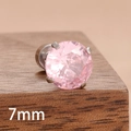 Détail du clou d'oreille zircon rose 7mm avec sertissage à quatre griffes argenté - Rose (Y27313) / 7mm