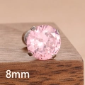 Vue détaillée du clou d'oreille en zircon rose de 8mm avec serti à quatre griffes en acier - Rose (Y27313) / 8mm
