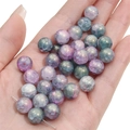 Runde Aurora-Glasperlen mit violettem und blaugrünem Marmormuster für DIY-Schmuck - 10mm (1mm Loch, 20 Stk./Packung) / Nr.2 Aurora Blau