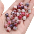DIY Glasperlen für Schmuck mit roten und lila Tintenblumenmuster im Design - 10mm (1mm Loch, 20 Stk./Packung) / Nr.4 Aurora Blau