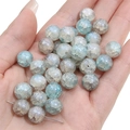 Hellblaue Aurora Glasperlen mit Crackle-Effekt für DIY handgefertigten Schmuck - 10mm (1mm Loch, 20 Stk./Packung) / Nr.8 Aurora Blau