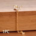 Pendiente de acero dorado con circonitas en forma de mariposa y cierre de rosca - Estilo de Cadena de Ala de Piedra Marquesa (Y27125)