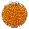 Translucent orange round beads for DIY jewelry making displayed in a silver bow tray - 6mm (50 Pieces/Pack) / Orange