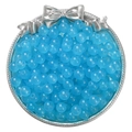 Sky blue round glass beads with cat eye effect in a silver bowl for DIY jewelry making - 4mm (50 Pcs/Pack) / Dark Blue