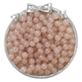 Translucent pale pink jelly beads for DIY jewelry making on a silver bow base - 4mm (50 Pcs/Pack) / Brown