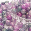 Gekleurde glazen kralen in marmerstijl met paarse en cyaan aders voor DIY sieraden - 10mm (Set van 20) / Paars Roze Grijs Inktstijl (02#)
