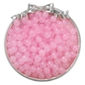 Pink semi-transparent glass beads for DIY jewelry making in a silver metal tray - 4mm (50 Pcs/Pack) / Pink