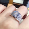5 carat round brilliant cut sparkling simulated diamond ring with pavé stones on a wide band - Ljz-140 [5 Carats] / Adjustable Open