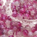 Pink and purple cracked texture glass round beads for DIY jewelry making and bracelets - 10mm / Deep Purple / 20Pcs/Pack