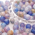 Polished aurora blue aurora ink-patterned round glass beads for DIY jewelry making - 10mm / Virtuous Blue / 20Pcs/Pack