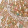 Pink and mint green aurora glass beads with gold crackle pattern for DIY jewelry - 10mm / Cyan Rainbow / 20Pcs/Pack