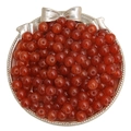 Deep red translucent round beads for jewelry making displayed in a silver bow tray - 4mm (50 Pcs/Pack) / Red Agate Style