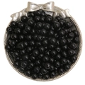 Glossy black glass beads in a silver bow tray for DIY jewelry making and crafting - 4mm (50 Pcs/Pack) / Black