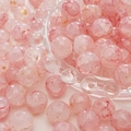 Pink crackle glass beads with gold foil and red vein texture for DIY jewelry making - 10mm / Almond Blossom / 20Pcs/Pack