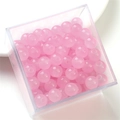 Pink translucent round glass beads with holes for DIY jewelry in a square box - 10mm / Pink