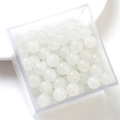 Polished white round glass jelly beads in a transparent storage box for DIY jewelry - 10mm / White