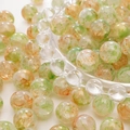 Round aurora blue glass beads with green and orange marble textures for DIY jewelry - 10mm / Osmanthus Yellow / 20Pcs/Pack