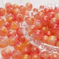 Pink and orange cracked aurora round glass beads for DIY bracelet and jewelry making - 10mm / Vermilion Grass / 20Pcs/Pack
