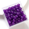 Deep purple translucent glass beads for DIY jewelry making in a transparent storage box - 10mm / Purple