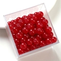 Vibrant red round jelly glass beads for DIY necklaces and bracelets in clear box - 10mm / Red