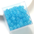 Translucent blue jelly beads in a transparent box for DIY jewelry making - 10mm / Dark Blue