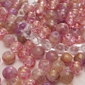 DIY colorful cracked glass beads in pink and gold for handmade jewelry and bracelets - 10mm / Magnolia / 20Pcs/Pack