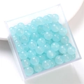 Light blue translucent glass beads in a clear square box for DIY jewelry making crafts - 10mm / Light Blue