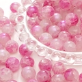 Round pink marble texture glass beads with drill hole for DIY jewelry making - 10mm / Blush / 20Pcs/Pack