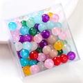 Mix of translucent colorful jelly beads in a clear square storage box for DIY jewelry - Random Mixed Colors (100 Pcs/Pack)