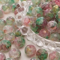 DIY glass beads with green and red swirl patterns and gold foil for jewelry making - 10mm / Soot Black / 20Pcs/Pack