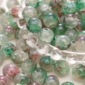 Round glass beads with green and reddish-brown marble patterns for DIY jewelry making - 10mm / Stone Black / 20Pcs/Pack