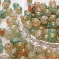 Round vintage green and amber glass beads with gold foil texture for DIY jewelry - 10mm / Blackish Blue / 20Pcs/Pack