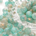 Translucent aurora blue round glass beads with gold foil for DIY jewelry making - 10mm / Aqua Green / 20Pcs/Pack