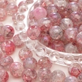 Handmade pink and clear round glass beads with mottled patterns for jewelry making - 10mm / Wisteria Purple / 20Pcs/Pack