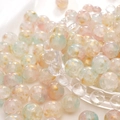 DIY colorful glass beads with gold foil foil and watercolor texture for jewelry making - 10mm / Blue Pomelo / 20Pcs/Pack