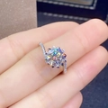 2 carat Moissanite open ring with bypass band design and brilliant round cut center stone - Ljz-09 [2 Carats] / Adjustable Open