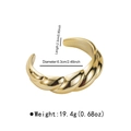 Dimensiones del brazalete de metal dorado trenzado que muestran el ancho y el peso - Estilo Tejido Retorcido (B3463) / Dorado