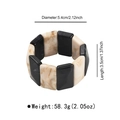 Détails du bracelet extensible en résine avec dimensions et blocs texturés noirs et blancs - Style Élastique Rectangle Beige Texture Marbre Noir (B3537)