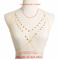 Detail view of gold layered sequin body chain with size measurements in cm - Gold