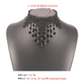 Gothic black lace choker necklace with faceted crystal beads and zinc alloy finish - Hollow Lace Multi Black Faceted Beads Style (N9109)